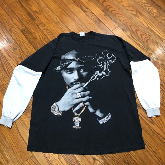 Vintage Rare LS Tupac 4xl Crystal Studded Shirt